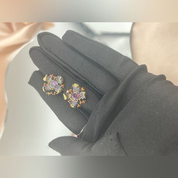 Floral Gemstone Earrings and Ring Set – Luxurious Statement Jewelry - Picture 13 of 13